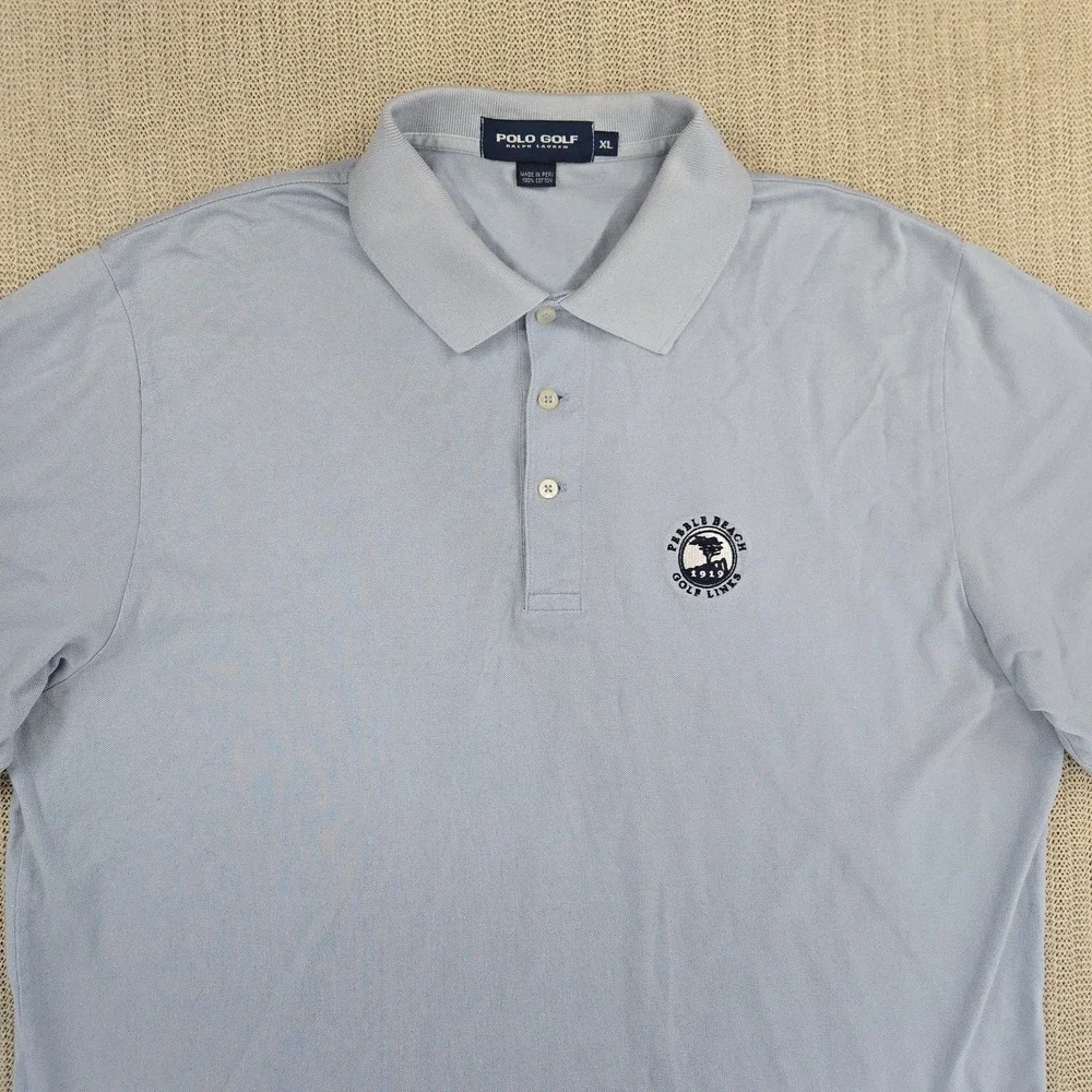 Polo Ralph Lauren Golf Shirt Mens XL Blue Pebble Beach Links Vintage Y2K